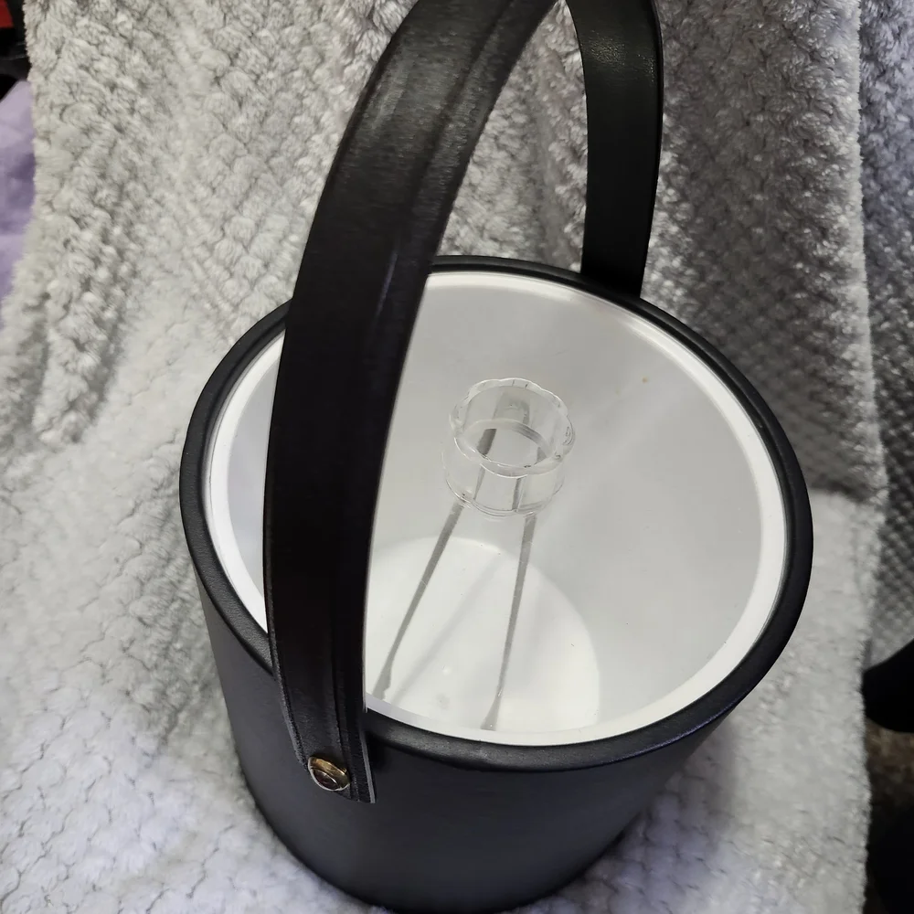 Mr Ice Bucket Vintage With Ice Tongs Black In Great Shape
